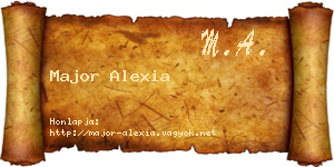 Major Alexia névjegykártya